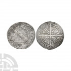 Edward III - London - Pre Treaty Groat. 1354-1355 A.D. Pre Treaty, Series E. Obv: facing bust within tressure with +EDWARD D G REX ANGL Z FRANC D HYB ...