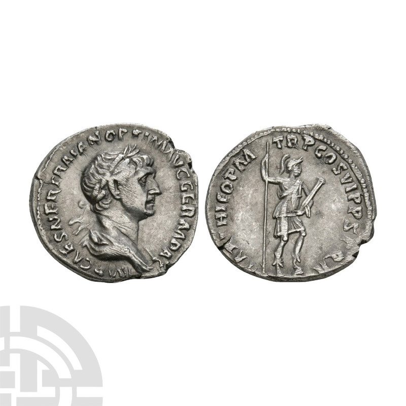 Trajan - Virtus AR Denarius. 116 A.D. Rome mint. Obv: IMP CAES NER TRAIAN OPTIM ...