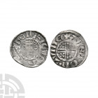 John - London / Abel - Short Cross Penny. 1209-1217 A.D. Class 6b. Obv: facing bust with HENRICVS REX legend. Rev: short voided cross and quatrefoils ...
