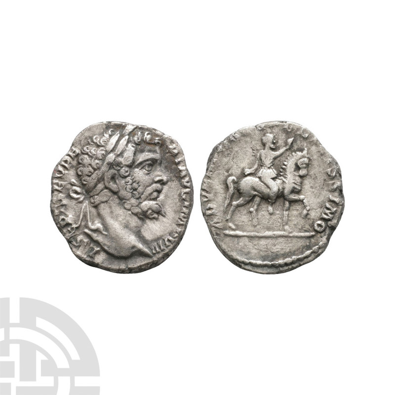 Septimius Severus - Emperor Riding AR Denarius. 196 A.D. Rome mint. L SEPT SEV P...