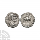 Septimius Severus - Emperor Riding AR Denarius. 196 A.D. Rome mint. L SEPT SEV PERT AVG IMP VIII legend with laureate bust right. Rev: ADVENTVI AVG FE...