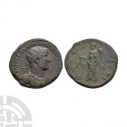 Hadrian - Moneta AE Dupondius. 117-138 A.D. Rome mint. Obv: IMP CAESAR TRAIAN HADRIANVS AVG P M TR P [ ] legend with radiate, draped and cuirassed bus...