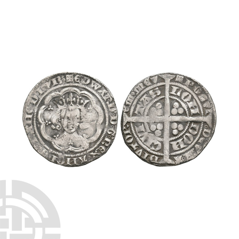 Edward III - London - Pre Treaty Groat. 1351-1352 A.D. Pre Treaty, Series C. Obv...