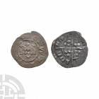 Edward I - London - Long Cross Farthing. 1279-1302 A.D. Obv: facing bust with EDWA[ ] legend. Rev: long cross and pellets with CIVI TAS LON DON legend...