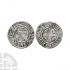 Richard I - London / Ricard - Short Cross Penny. 1194-1204 A.D. Class 4b. Obv: facing bust with HENRICVS REX legend. Rev: short voided cross and quatr...