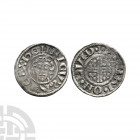 John - London / Henri - Short Cross Penny. 1204-1209 A.D. Class 5a2. Obv: facing bust with HENRICVS REX legend with S reversed. Rev: short voided cros...