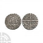 Edward III - London - Pre Treaty Halfgroat. 1356-1361 A.D. Pre Treaty issue, Series G. Obv: facing bust with annulet on neck within tressure with EDWA...