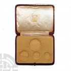 George VI - 1937 - Royal Mint Gold Proof Set Case. Dated 1937 A.D. The Royal Mint official red leatherette hinged case of issue for George VI, 1937 pr...