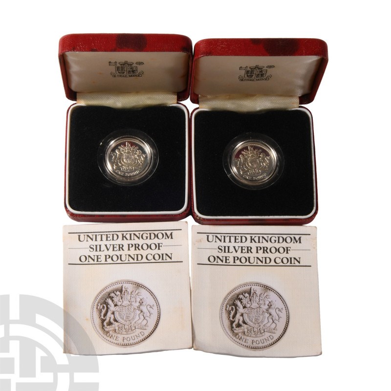 Elizabeth II - 1983 Arms - RM Proof Silver £1s [2]. Dated 1983 A.D. Silver proof...