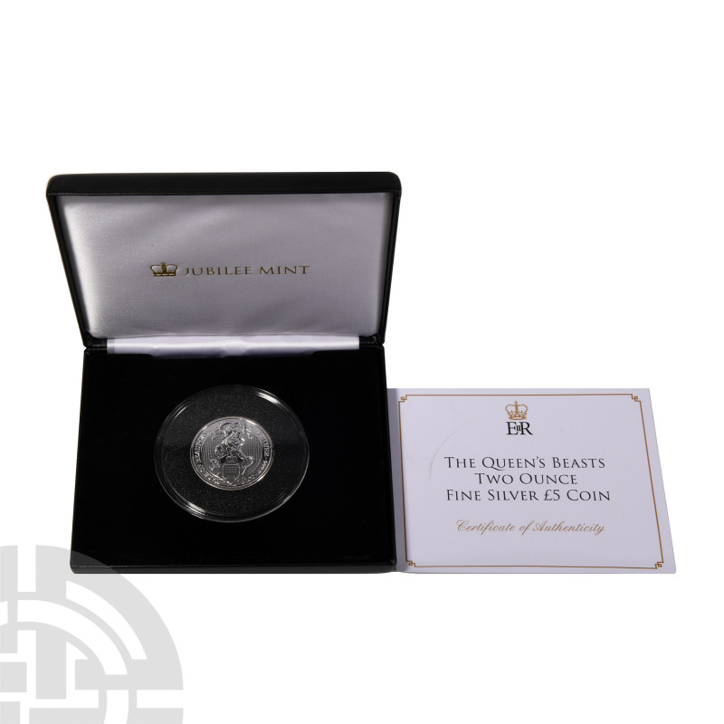 Elizabeth II - 2019 - JM Queens Beasts Yale Proof 2oz Silver £5. Dated 2019 A.D....