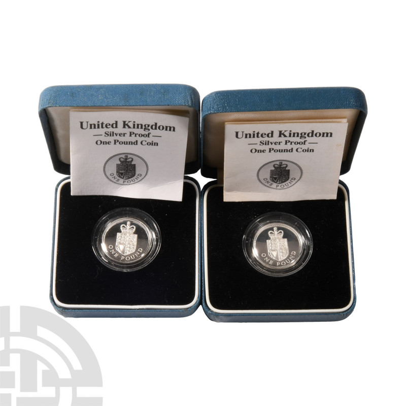 Elizabeth II - 1988 Royal Arms - RM Proof Silver £1s [2]. Dated 1988 A.D. Silver...