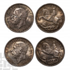 George V - 1935 - Silver Jubilee Crowns [2]. Dated 1935 A.D. Silver Jubilee issue. Obvs: profile bust with GEORGIVS V DG BRITT OMN REX F D IND IMP leg...