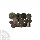 James I to George III - Mixed Coins Group [14]. 17th-19th century A.D. Group comprising: James I, copper farthing, Charles I, copper farthing, William...