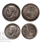 George V - 1928 - Halfcrown and Florin [2]. Dated 1928 A.D. Fourth coinage. Obvs: profile bust with GEORGIVS V DEI GRA BRITT OMN REX legend. Revs: hal...