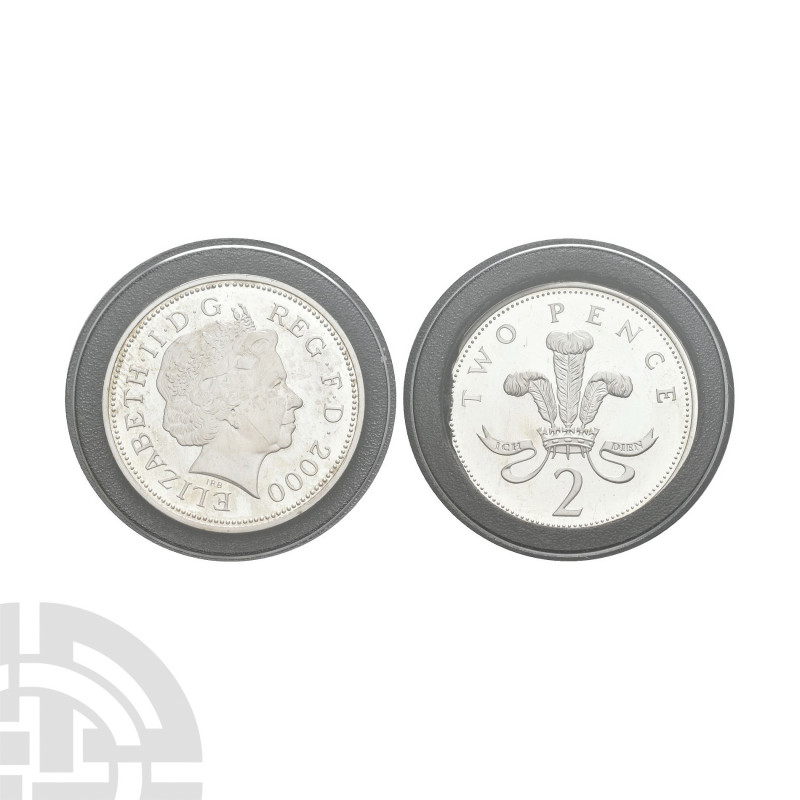 Elizabeth II - 2000 - RM Proof Silver Twopence. Dated 2000 A.D. Obv: profile bus...