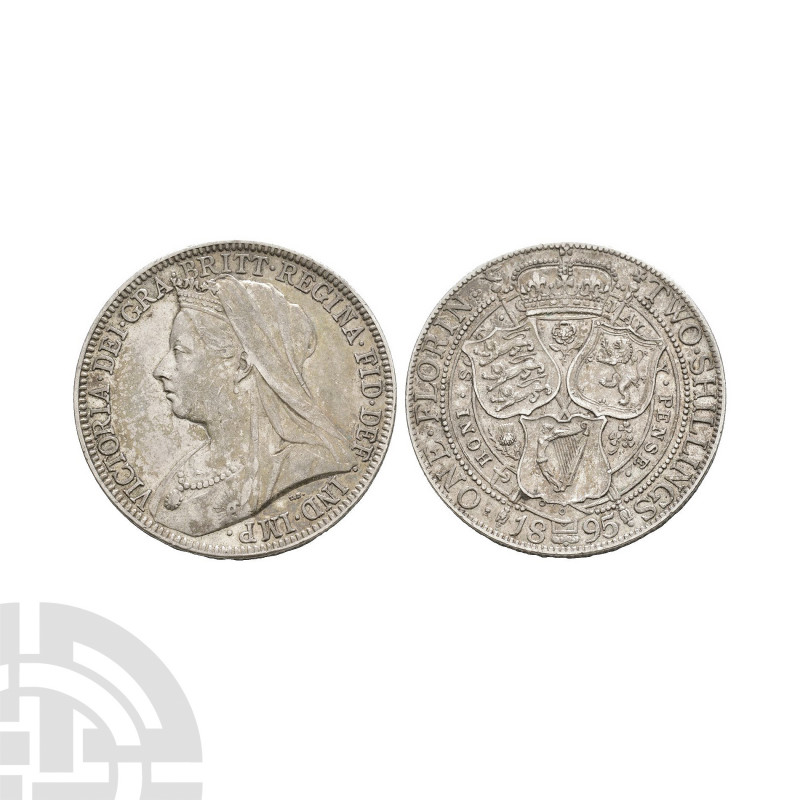 Victoria - 1895 - Florin. Dated 1895 A.D. Old head. Obv: profile bust with VICTO...