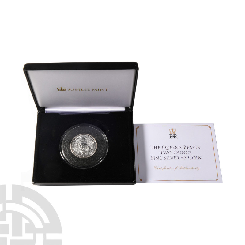 Elizabeth II - 2018 - JM Queens Beasts Unicorn Proof 2oz Silver £5. Dated 2018 A...
