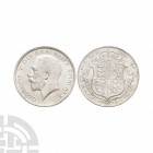 George V - 1916 - Halfcrown. Dated 1916 A.D. First coinage. Obv: profile bust with GEORGIVS V DEI GRA BRITT OMN REX legend. crowned arms in garter wit...