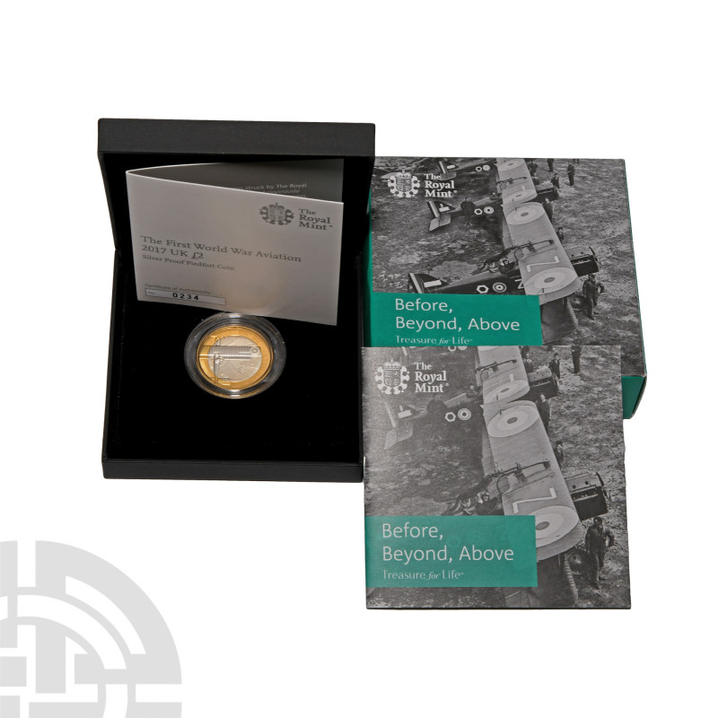 Elizabeth II - 2017 - WWI Aviation Proof Silver Piedfort £2. Dated 2017 A.D. Sil...