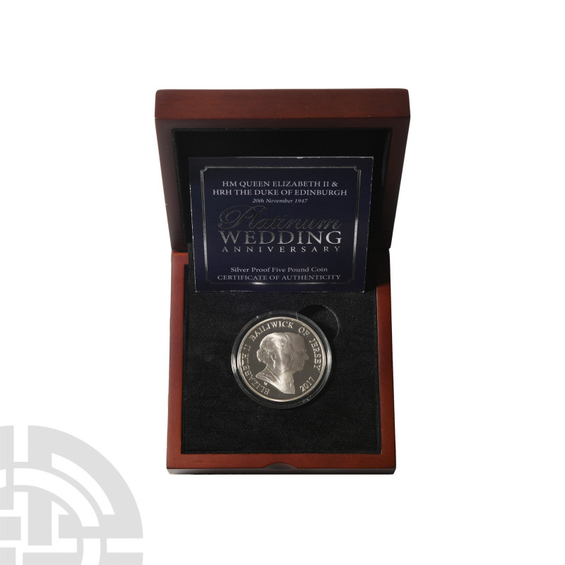 Jersey - Elizabeth II - 2017 - Platinum Wedding Proof Silver £5 [no.987]. Dated ...