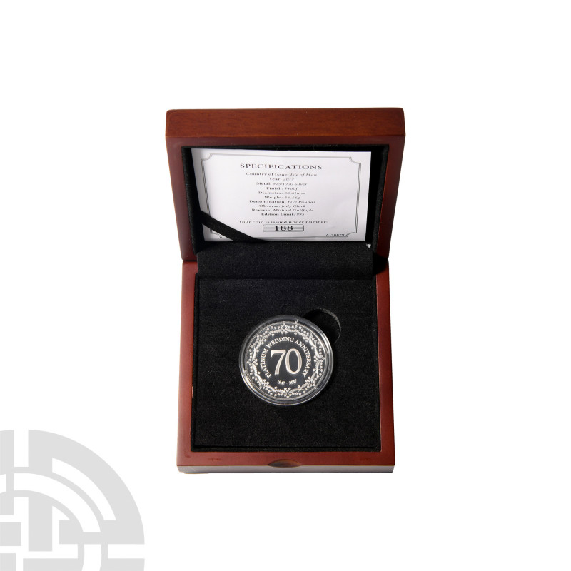 Isle of Man - Elizabeth II - 2017 - Platinum Wedding Proof Piedfort Silver £5 [n...