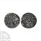 Ireland - John - Dublin / Roberd - Rex Penny. 1207-1211 A.D. Third 'Rex' coinage. Obv: facing bust within triangle dividing IOHA / NNES / REX legend. ...
