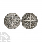 Ireland - Edward I - Dublin - Penny. 1279-1284 A.D. Early issues, class 1b. Obv: facing bust within triangle with EDW R / ANGL D / NS HYB legend. Rev:...