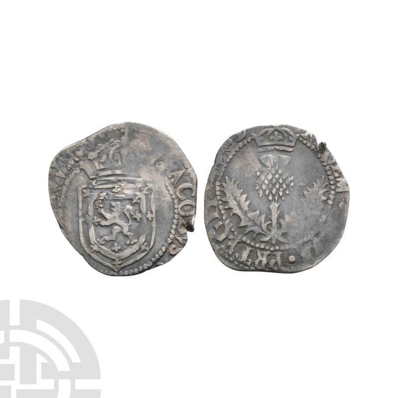 Scotland - James VI - 1602 - 1/8 Thistle Merk. Dated 1602 A.D. Eighth coinage. O...