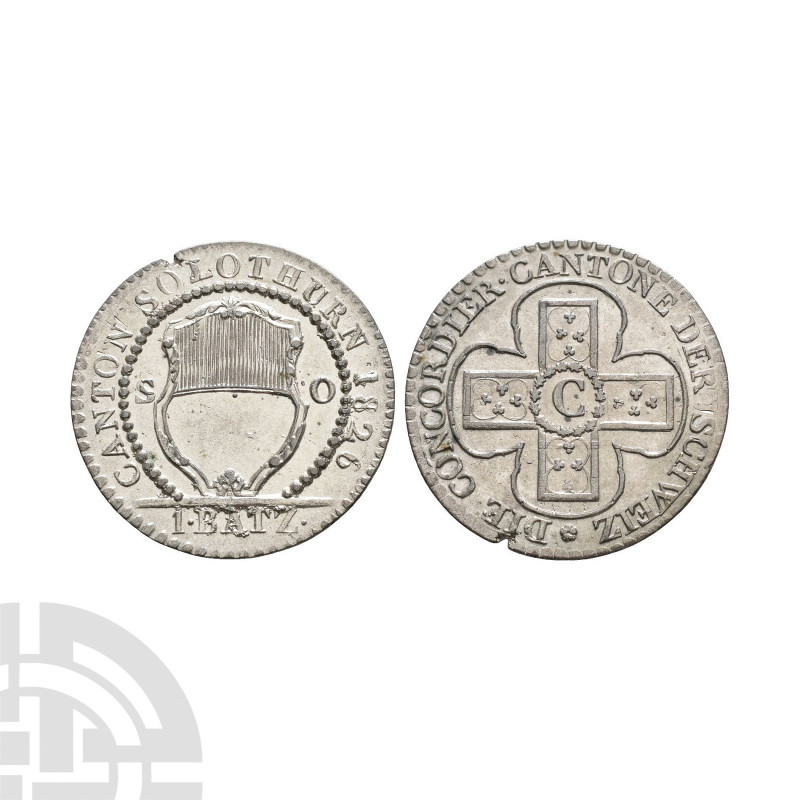 Switzerland - Solothurn - 1826 - 1 Batzen. Dated 1826 A.D. Obv: arms with S - O ...