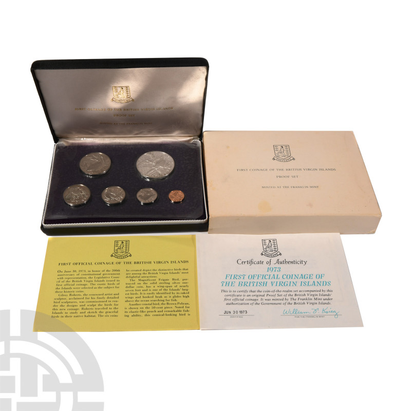British Virgin Islands - 1973 - FM Cased Proof Set [6]. Dated 1973 A.D. Set comp...