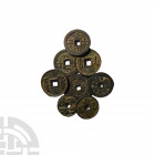 China - Amuletic Cash Coin Group [8]. 20th century A.D. or earlier. Group comprising: various types; all with two of four character inscriptions. 149 ...