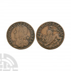 France - Louis XIII - Lion Double Tournois. 1601-1643 A.D. Obv: profile bust with LVDO XIII D G F ET NAVA REX legend. Rev: lion left with cockerel and...