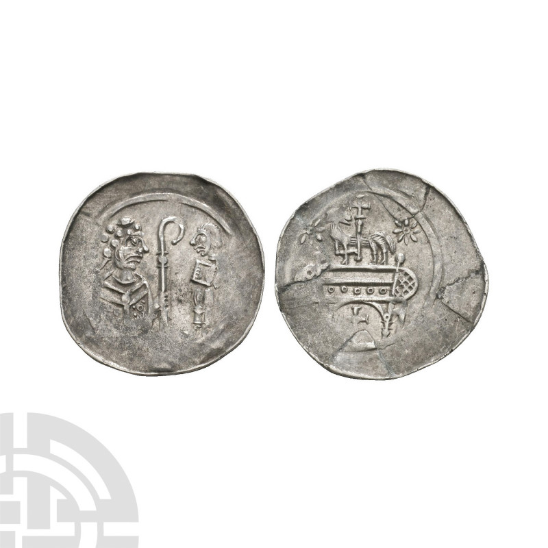 Germany - Selz - Abbot Pfennig. 12th century A.D. Obv: abbot facing right holdin...