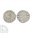 Crusader Issues - Antioch - Bohemond III - AR Denar. 1163-1201 A.D. Obv: mailed profile bust left with crescent to left and star to right and BOAMVNDV...