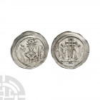 Germany - Selz - Abbot Pfennig. 12th century A.D. Obv: facing abbot holding crozier with right hand raised in blessing. Rev: two angles with voided cr...