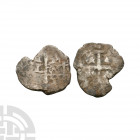 Spain - Cob 1 Real. 17th century A.D. Obv: arms with illegible legend. Rev: cross potent with lions and castles alternating in quarters with illegible...