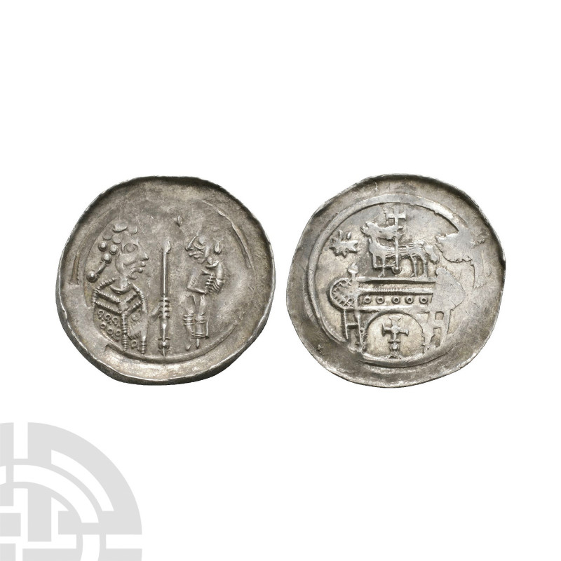 Germany - Selz - Abbot Pfennig. 12th century A.D. Obv: abbot facing right holdin...