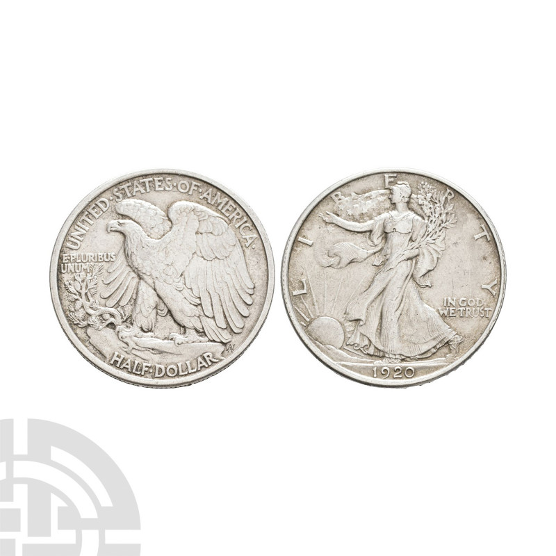 USA - 1920 - Walking Liberty Half Dollar. Dated 1920 A.D. Philadelphia mint. Obv...