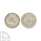 Netherlands - Willem III - 1855 Low 5 - 10 Cents. Dated 1855 A.D. Obv: profile bust with IPS below and WILLEM KONING DER NED G H V L legend. Rev: 10 /...