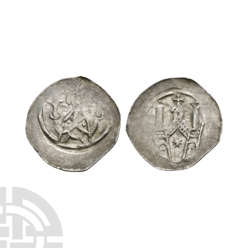 Germany - Selz - King Pfennig. 12th century A.D. Obv: facing figure enthroned ho...