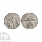 Germany - Hermann von Kalvelage - AR Denier. 1020-1051 A.D. Emden mint. Obv: diademed bust right with [+HE]REM[ON] legend. Rev: +A-HN / TH-OH in two l...