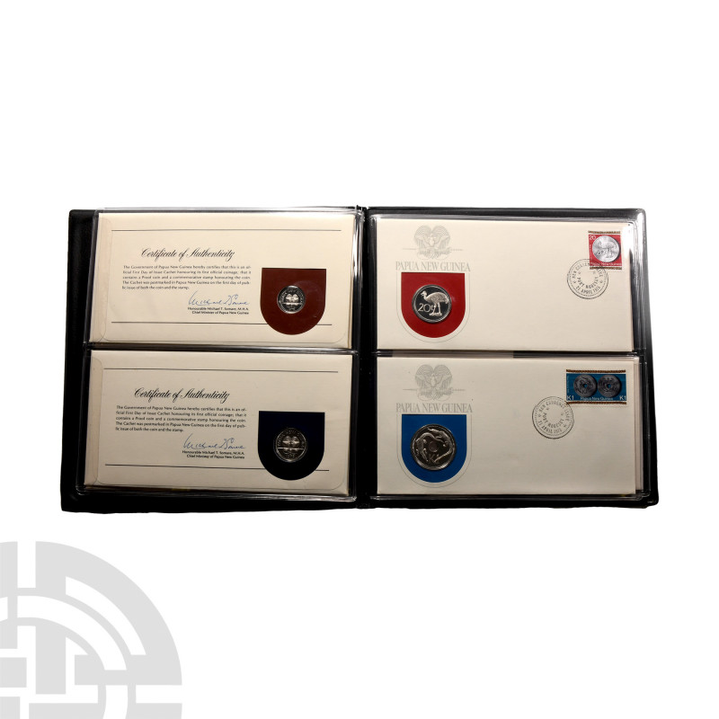 Papua New Guinea - 1975 - Proof Set in FDCs [8]. Dated 1975 A.D. Set comprising:...