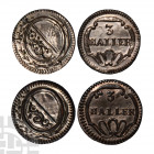 Switzerland - Zurich - 3 Haller [2]. 1827-1841 A.D. Obvs: bisected circle with foliage at left within wreath. Revs: 3 / HALLER in two lines within car...