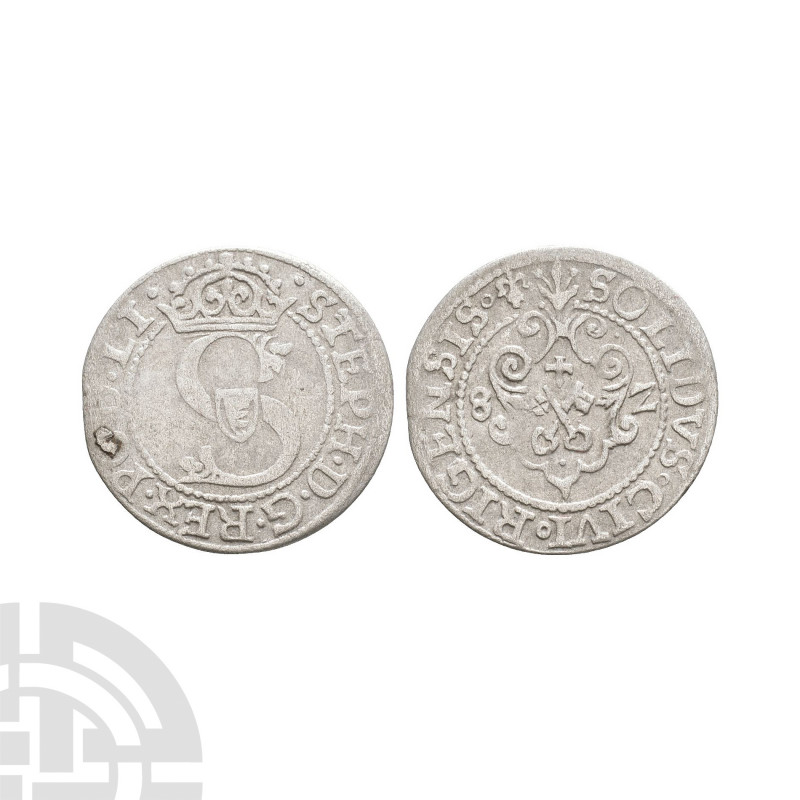Latvia - Riga - Stephen Bathory - 1582 - 1 Schilling. Dated [15]82 A.D. Riga min...