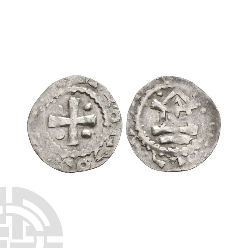 Germany - Mainz - Otto III - AR Denier. 983-1002 A.D. Obv: cross and pellets wit...