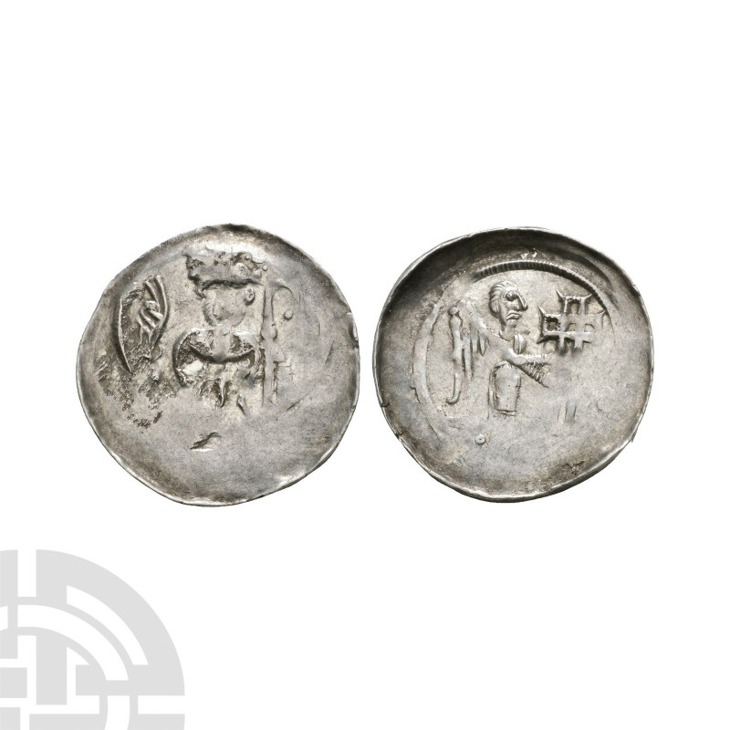 Germany - Selz - Abbot Pfennig. 12th century A.D. Obv: facing bust of abbot, hol...