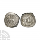 Germany - Selz - Abbot Pfennig. 12th century A.D. Obv: facing abbot holding crozier with right hand raised in blessing. Rev: two angles with voided cr...