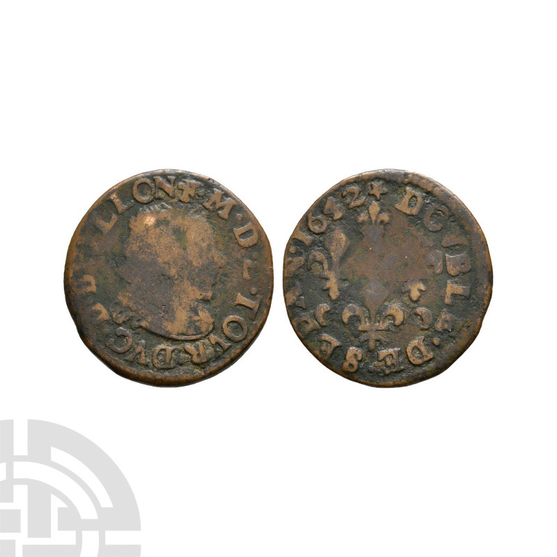 France - F Maurice of Tours - 1642 - Double Tournois. Dated 1642 A.D. Under Loui...