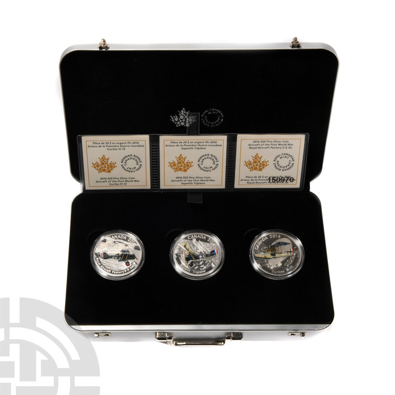 Canada - Elizabeth II - WWI Aircraft Proof Coloured Silver $20 Set [3]. Dated 20...