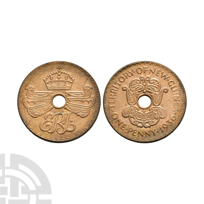 New Guinea - Edward VIII - 1936 - Penny. Dated 1936 A.D. Obv: crown over birds w...